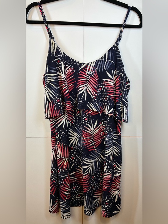 Express Dresses & Skirts - Express Tropical Palm Print Dress Size Medium Ruffle Layered Flowy Sundress
